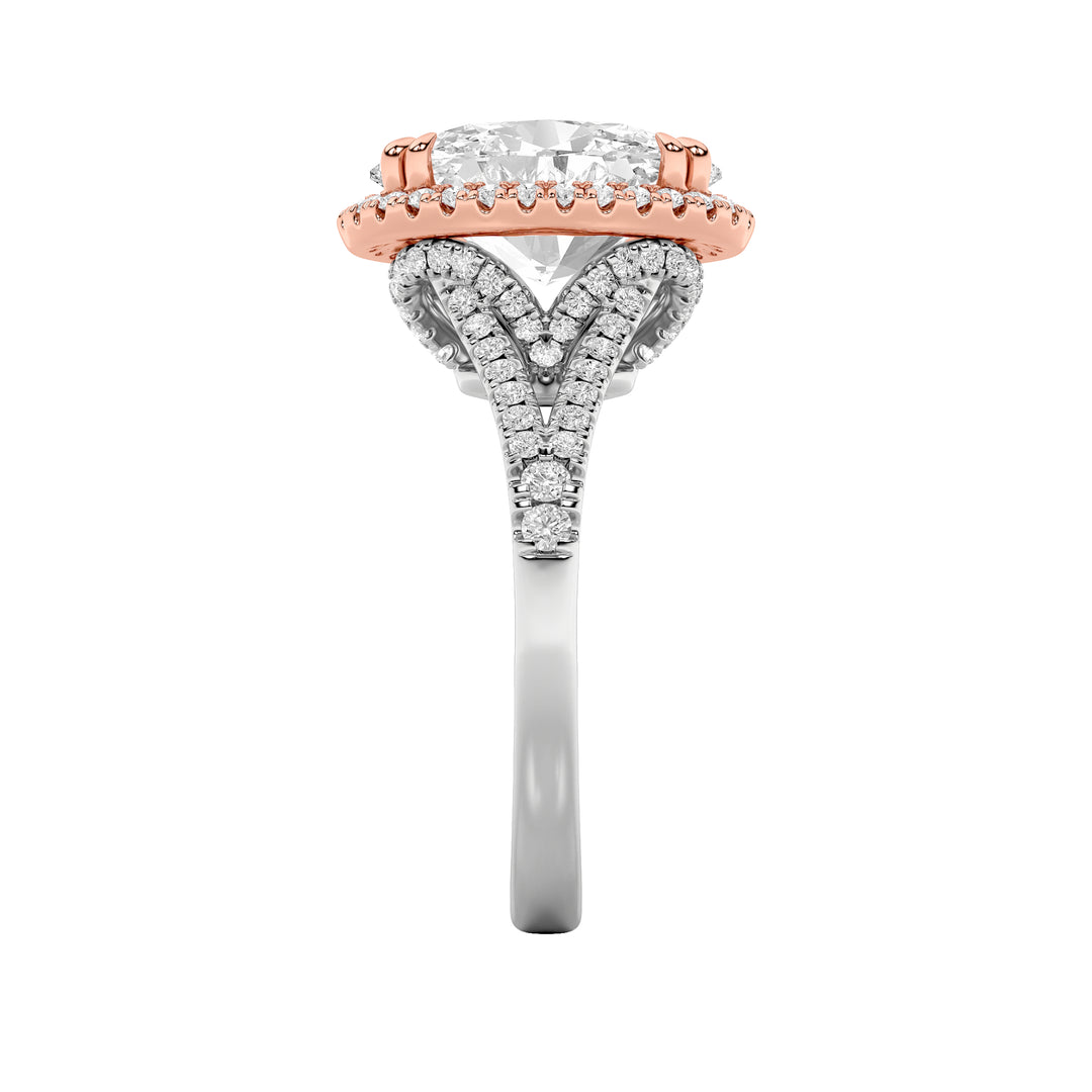 4.5Cttw Oval Shaped Lab Grown Diamond (F/VS) BoldAccented Statement Engagement Ring in 14K Gold