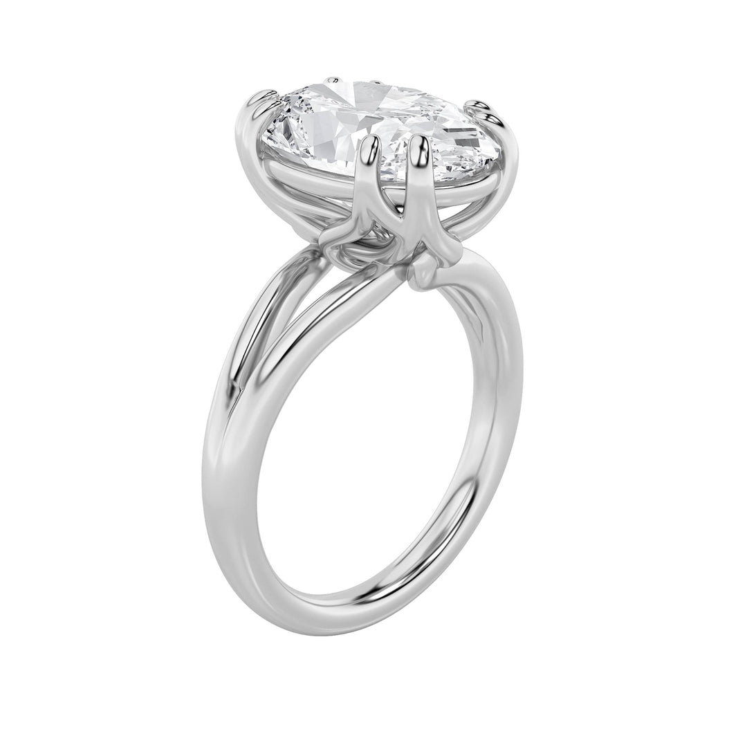 5Cttw Oval Shaped Lab Grown Diamond (F/VS) Bold Split Shank Solitaire Engagement Ring in 14K Gold