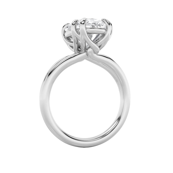 5Cttw Oval Shaped Lab Grown Diamond (F/VS) Bold Split Shank Solitaire Engagement Ring in 14K Gold