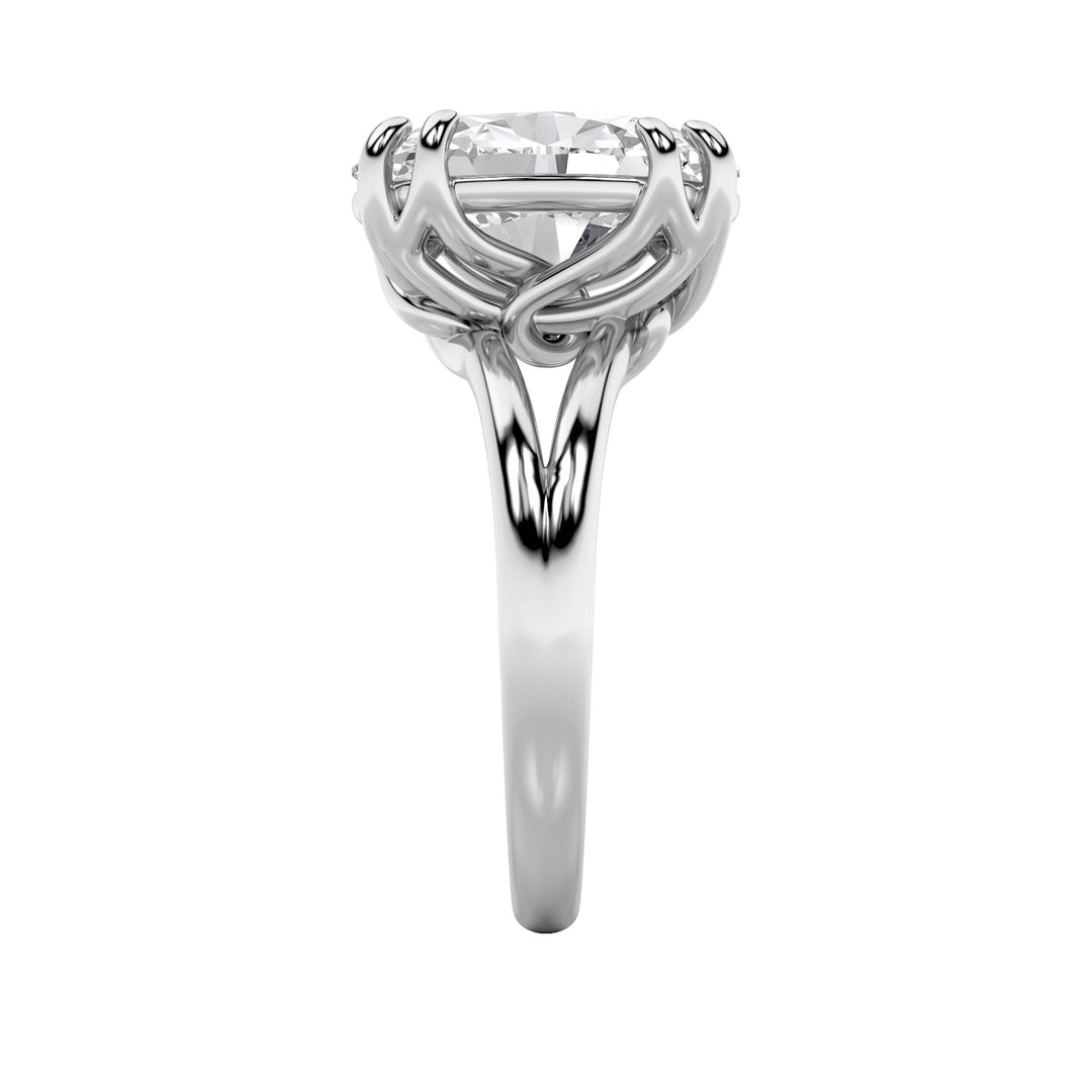 5Cttw Oval Shaped Lab Grown Diamond (F/VS) Bold Split Shank Solitaire Engagement Ring in 14K Gold