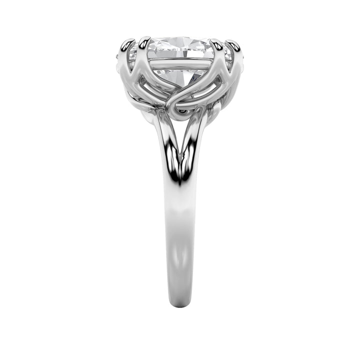 5Cttw Oval Shaped Lab Grown Diamond (F/VS) Bold Split Shank Solitaire Engagement Ring in 14K Gold