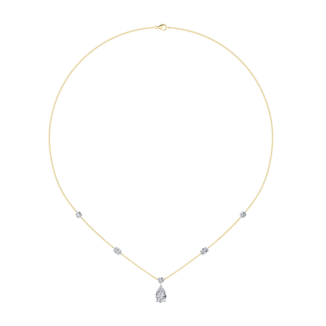3Cttw Pear Shaped Lab Grown Diamond (F/VS) StrataChic Collection Necklace in 14K Gold