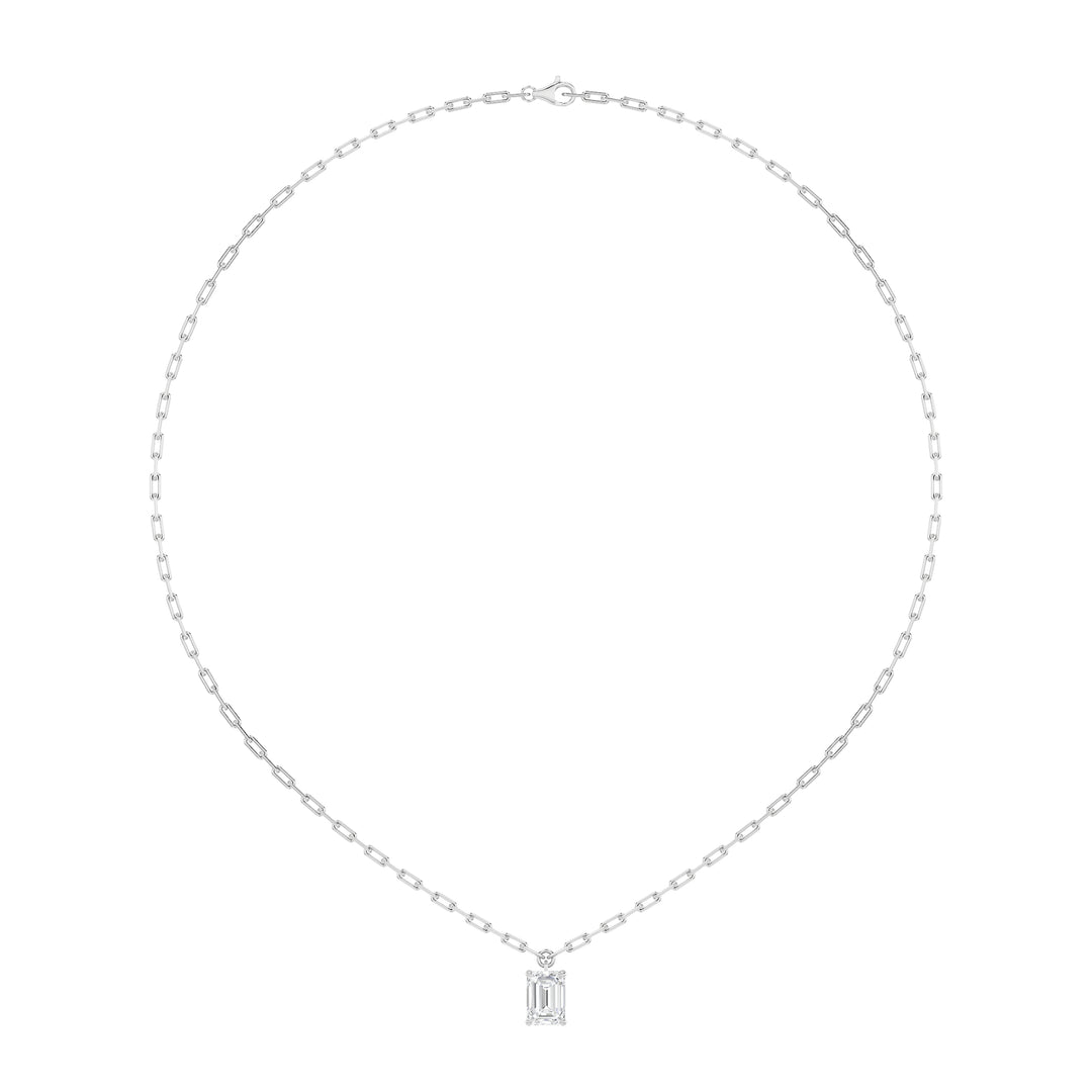 2CTW Emerald Shaped Lab Grown Diamond (F/VS) Strata Chic Collection Necklace in 14K Gold