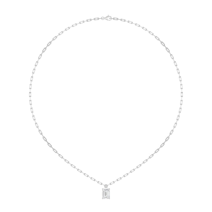 2CTW Emerald Shaped Lab Grown Diamond (F/VS) Strata Chic Collection Necklace in 14K Gold