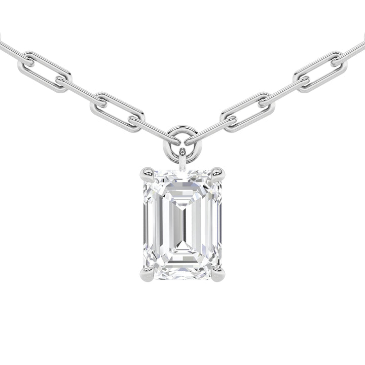 2CTW Emerald Shaped Lab Grown Diamond (F/VS) Strata Chic Collection Necklace in 14K Gold