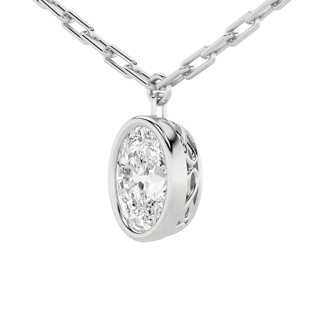 2Cttw Oval Shaped Lab Grown Diamond (F/VS) StrataChic Collection Necklace in 14K Gold