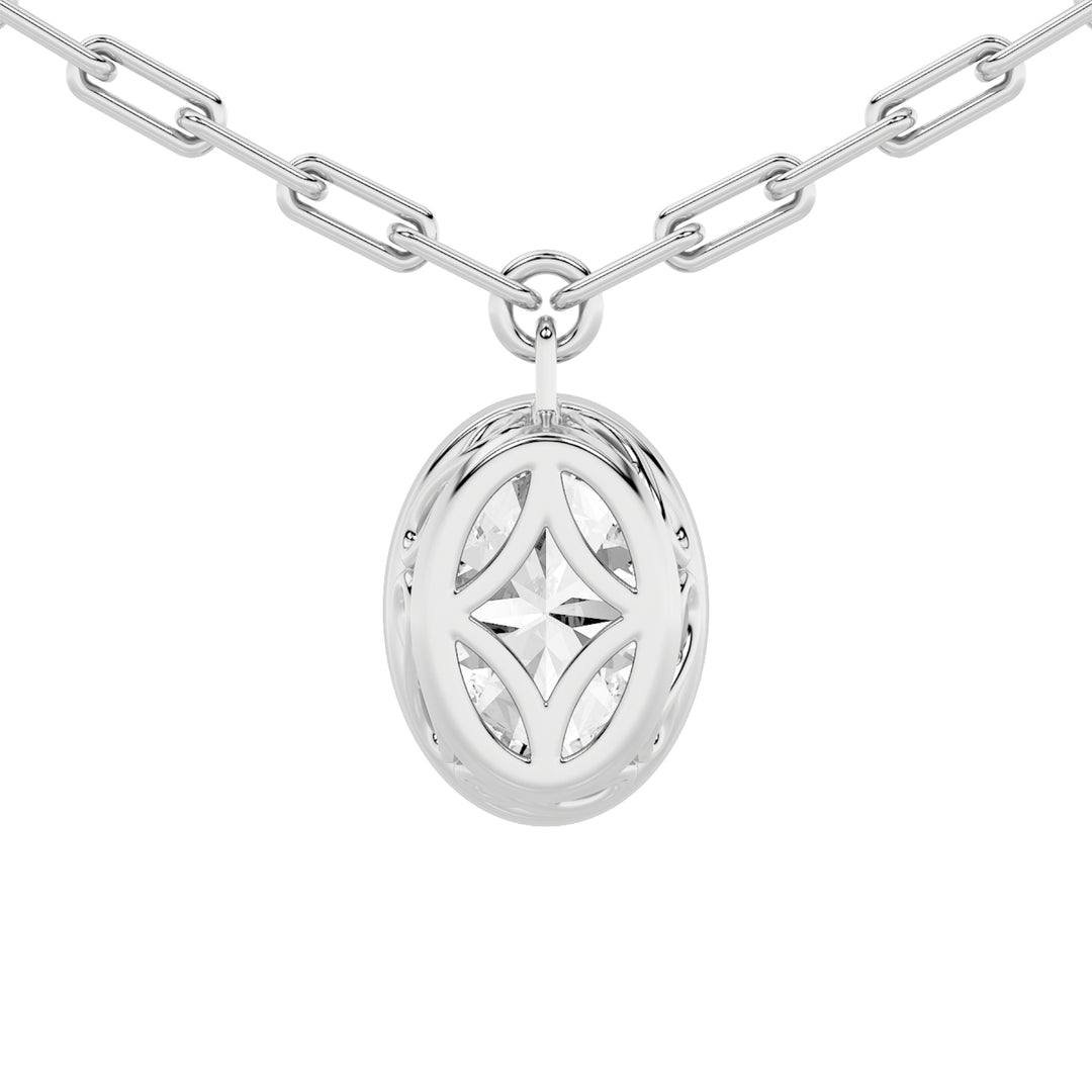 2Cttw Oval Shaped Lab Grown Diamond (F/VS) StrataChic Collection Necklace in 14K Gold