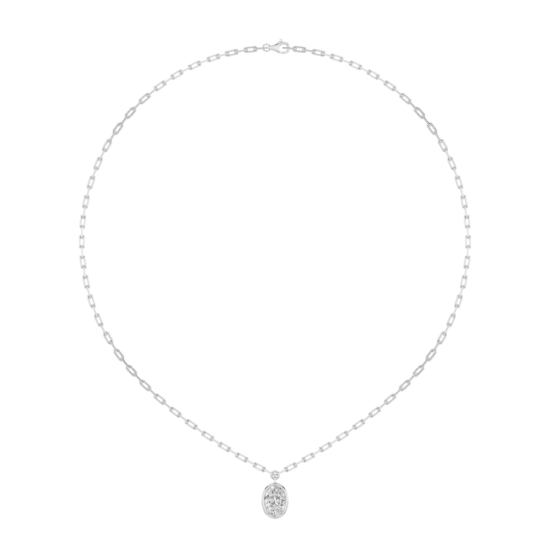 2Cttw Oval Shaped Lab Grown Diamond (F/VS) StrataChic Collection Necklace in 14K Gold