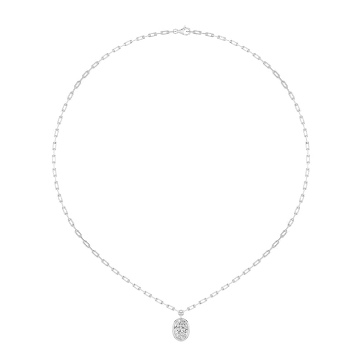 2Cttw Oval Shaped Lab Grown Diamond (F/VS) StrataChic Collection Necklace in 14K Gold