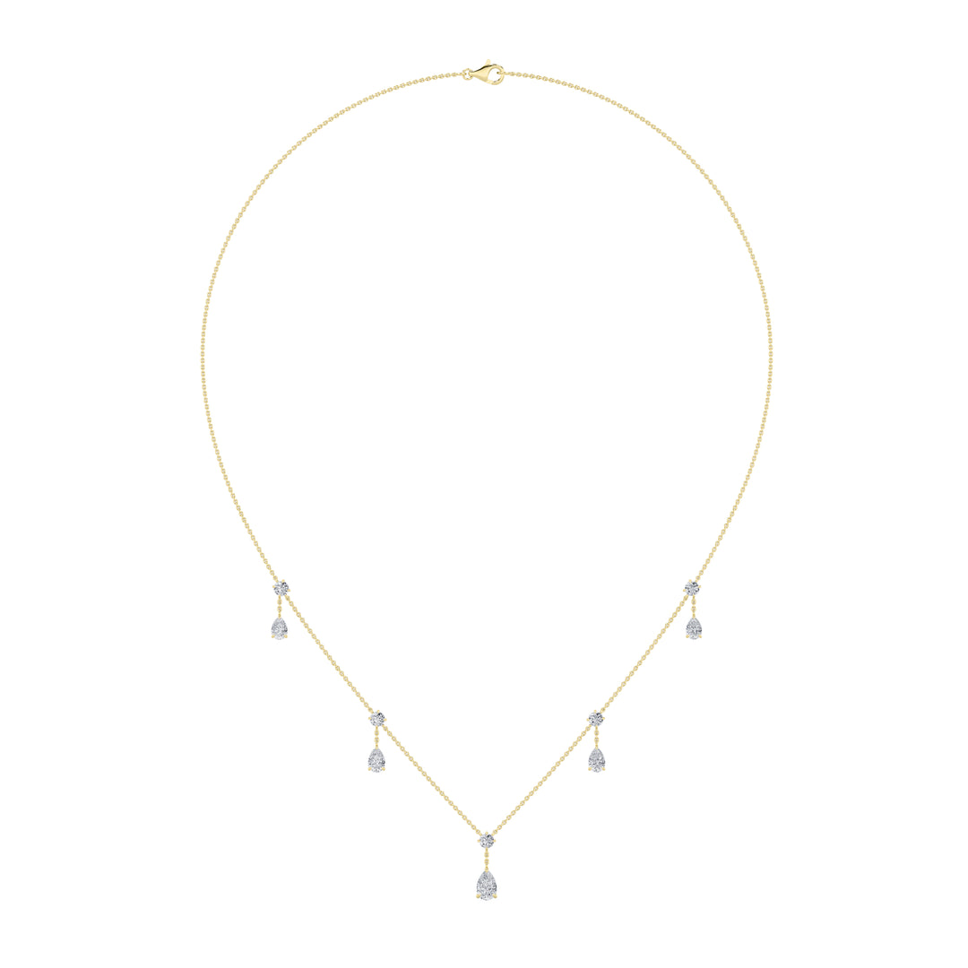 3CTW Pear Shaped Lab Grown Diamond (F/VS) Solitaire Necklace in 14K Gold