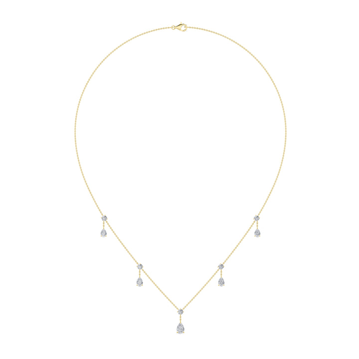 3CTW Pear Shaped Lab Grown Diamond (F/VS) Solitaire Necklace in 14K Gold