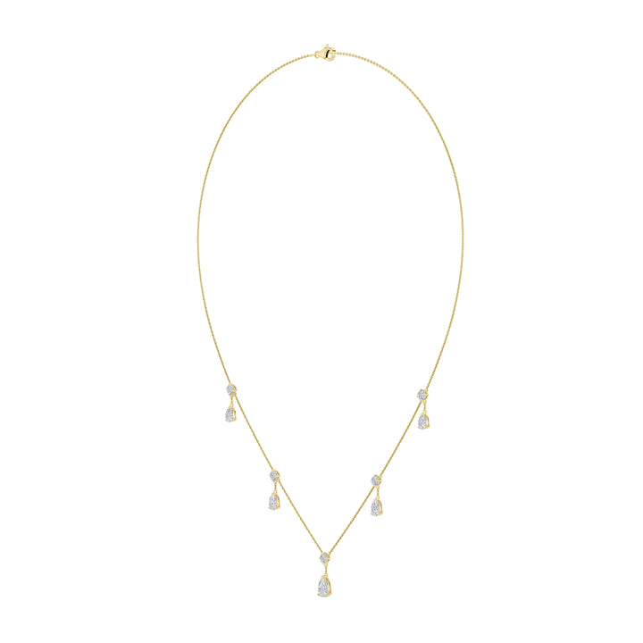 3CTW Pear Shaped Lab Grown Diamond (F/VS) Solitaire Necklace in 14K Gold