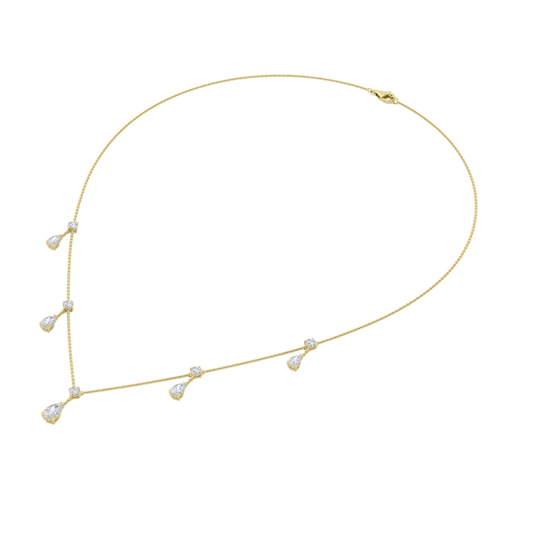 3CTW Pear Shaped Lab Grown Diamond (F/VS) Solitaire Necklace in 14K Gold