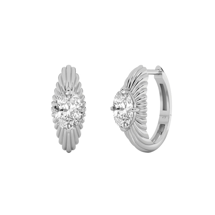 2Cttw Oval Shaped Lab Grown Diamond (F/VS) HuggieEarrings in 14K Gold