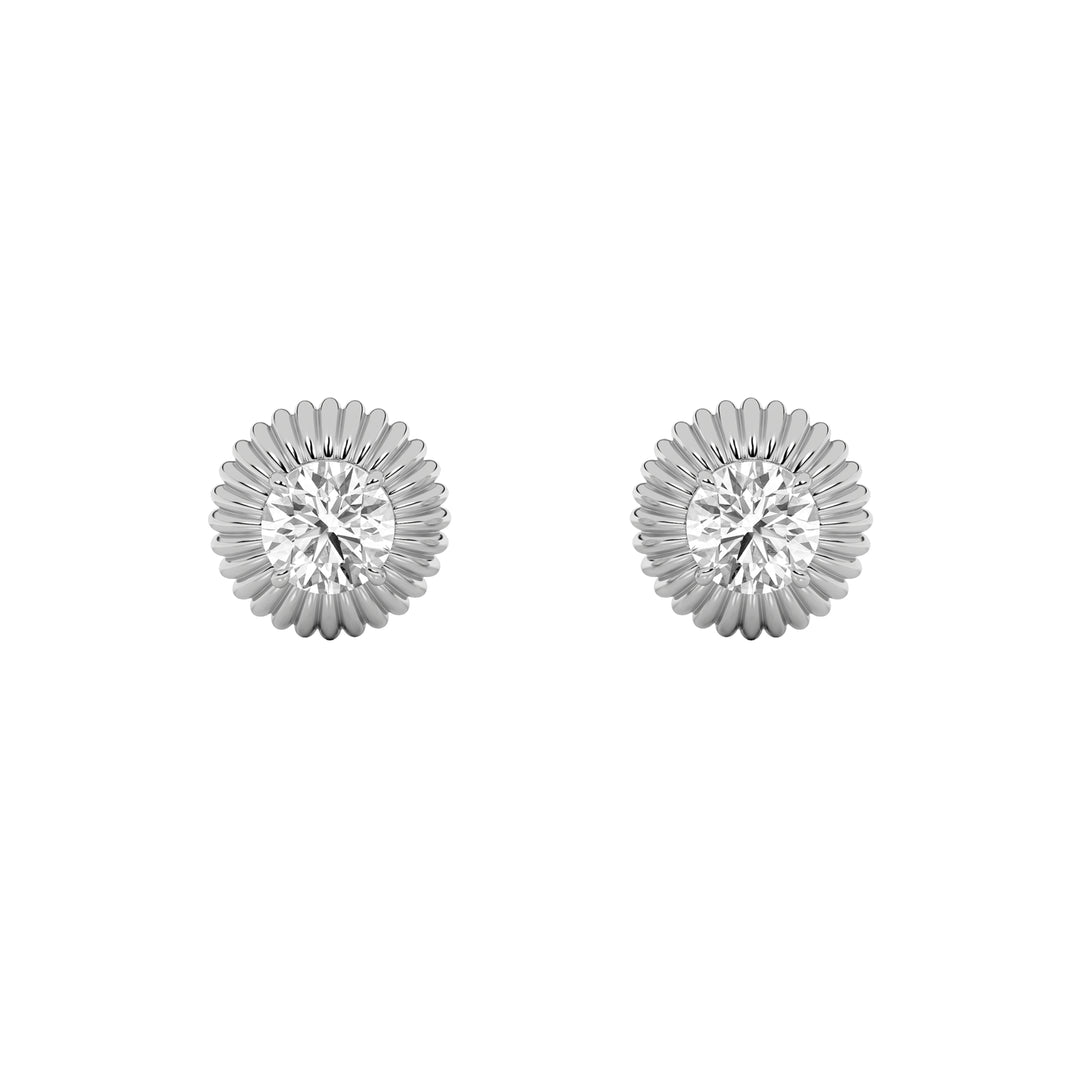 2Cttw Round Shaped Lab Grown Diamond (F/VS) Vintage Inspired Stud Earrings in 14K Gold