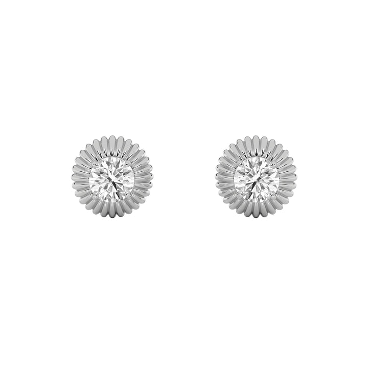2Cttw Round Shaped Lab Grown Diamond (F/VS) Vintage Inspired Stud Earrings in 14K Gold