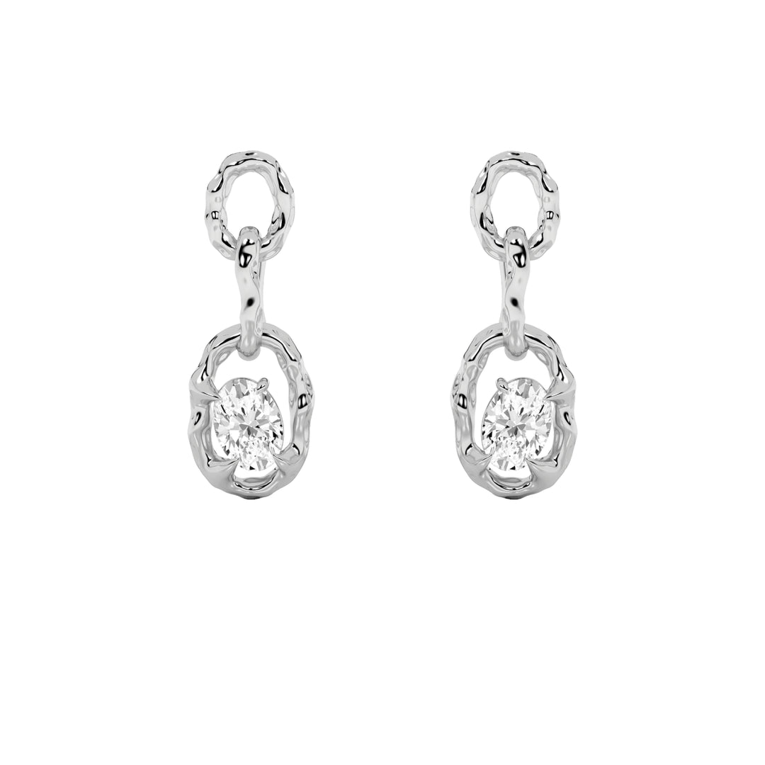 2Cttw Oval Shaped Lab Grown Diamond (G/VS) Earrings in 14K Gold