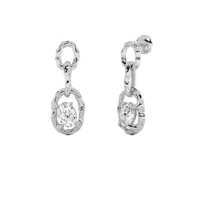 2Cttw Oval Shaped Lab Grown Diamond (G/VS) Earrings in 14K Gold
