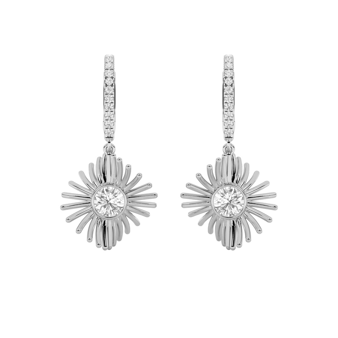 1CTW Round Shaped Lab Grown Diamond (F/VS) Dangle Fashion Earrings in 14K Gold