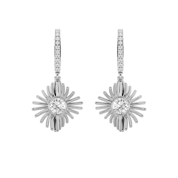 1CTW Round Shaped Lab Grown Diamond (F/VS) Dangle Fashion Earrings in 14K Gold