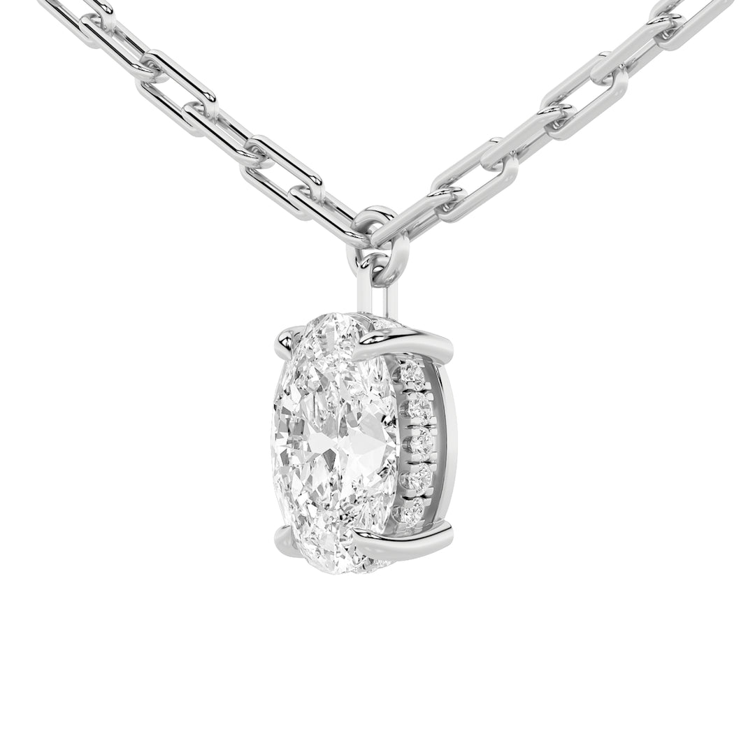 2CTW Oval Shaped Lab Grown Diamond (F/VS) Strata Chic Collection Necklace in 14K Gold