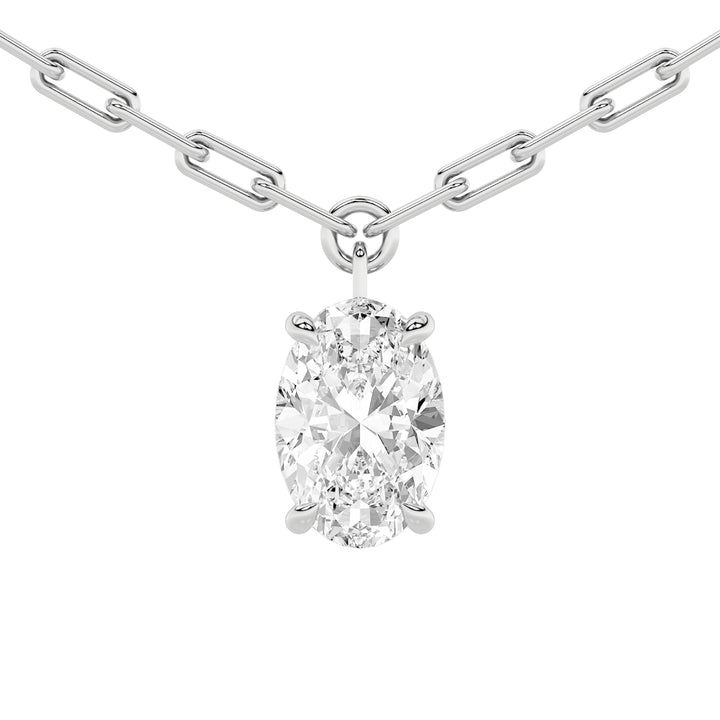 2CTW Oval Shaped Lab Grown Diamond (F/VS) Strata Chic Collection Necklace in 14K Gold