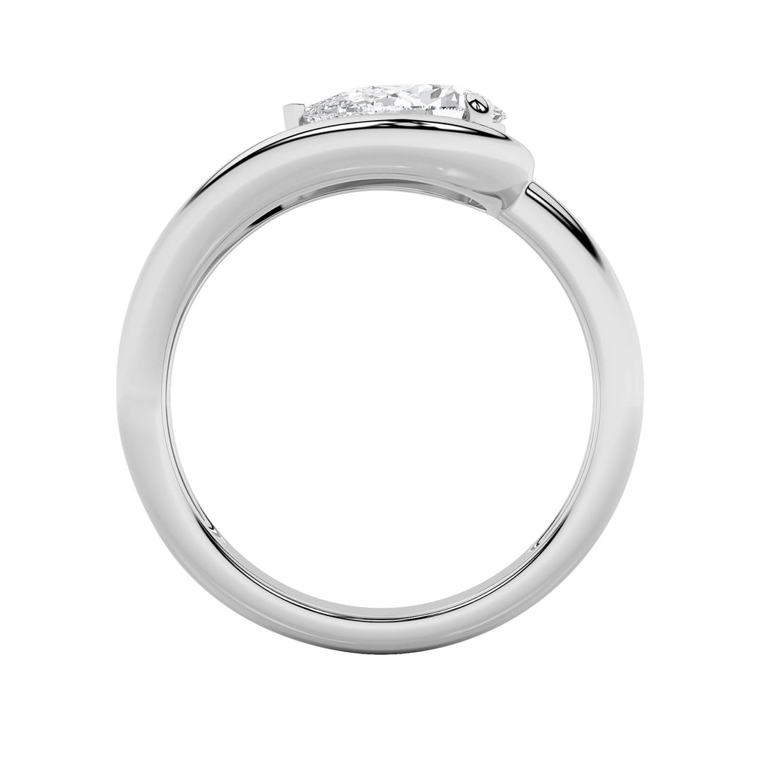 1CTW Pear Shaped Lab Grown Diamond (F/VS) East West Solitaire Ring in 14K Gold