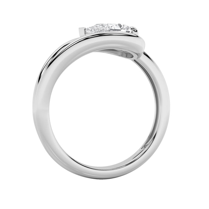 1CTW Pear Shaped Lab Grown Diamond (F/VS) East West Solitaire Ring in 14K Gold