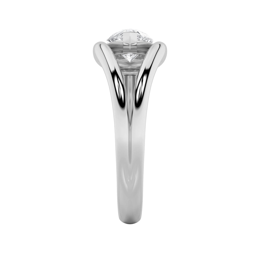 1CTW Pear Shaped Lab Grown Diamond (F/VS) East West Solitaire Ring in 14K Gold
