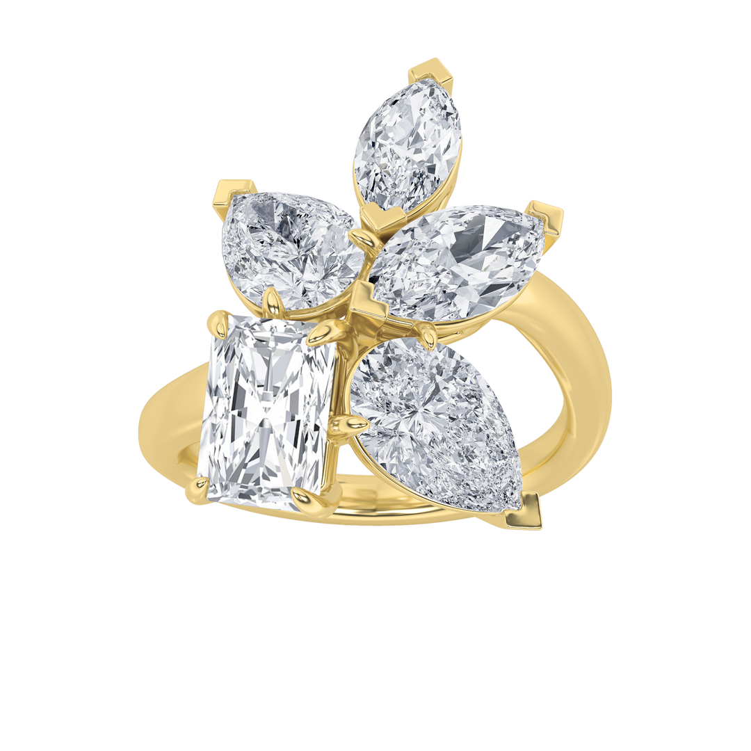 14KY 4.5ct Lab Diamond Cluster Ring Sz 7