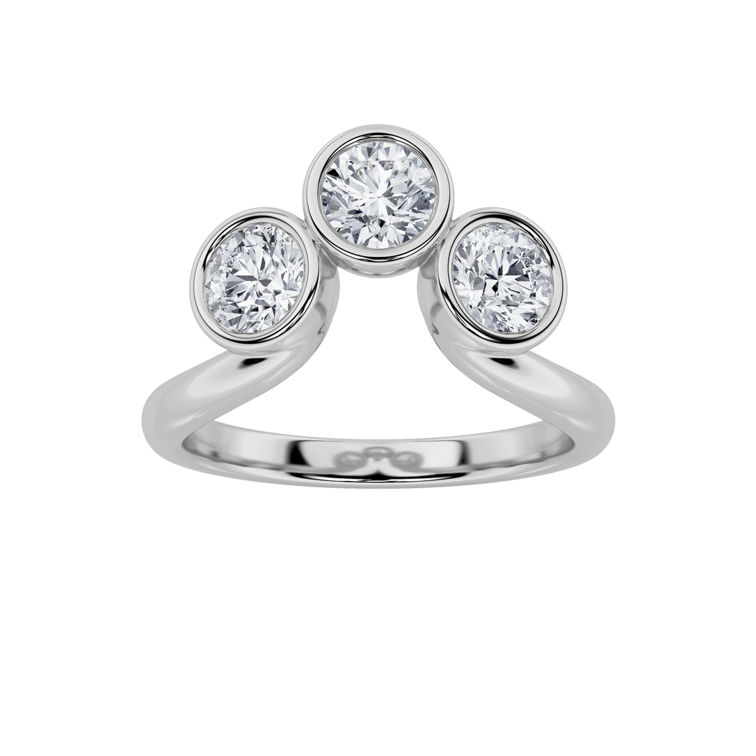 14KW 2ctw F+VS+ Lab Diamond Three-Stone Ring