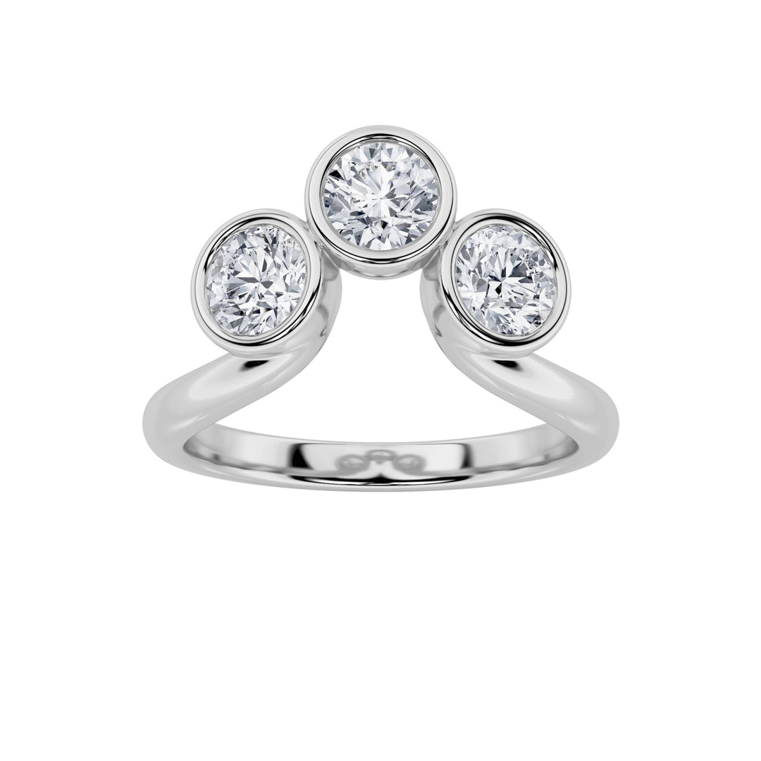 1CTW Round Shaped Lab Grown Diamond (F/VS) Three Stone Ring in 14K Gold