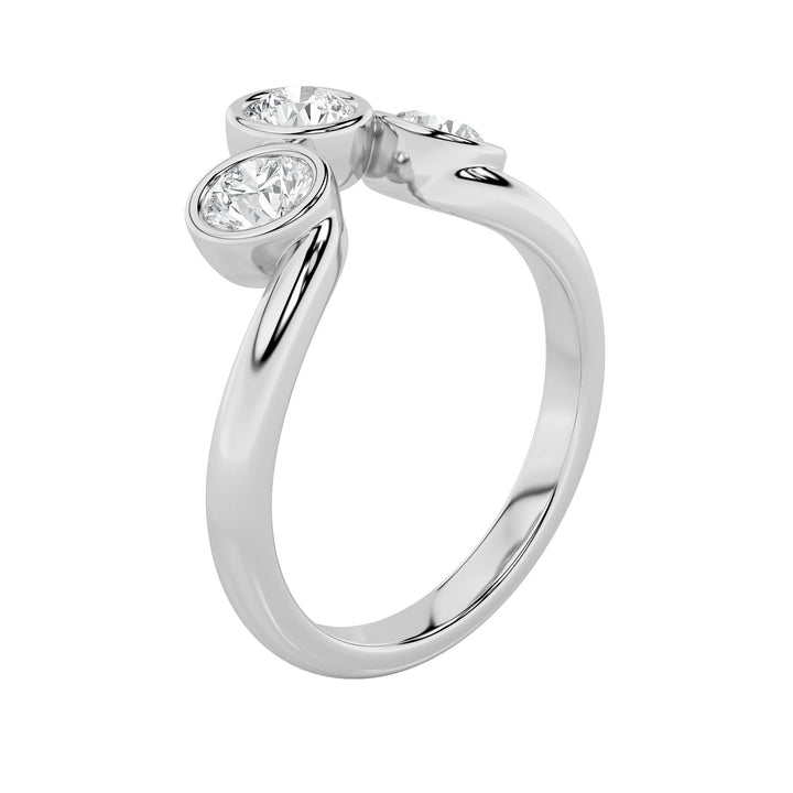 1CTW Round Shaped Lab Grown Diamond (F/VS) Three Stone Ring in 14K Gold