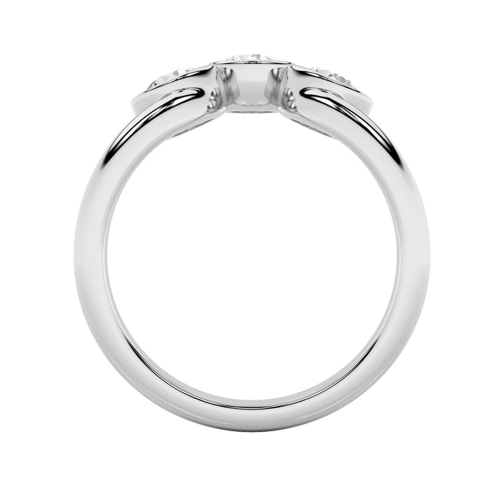1CTW Round Shaped Lab Grown Diamond (F/VS) Three Stone Ring in 14K Gold