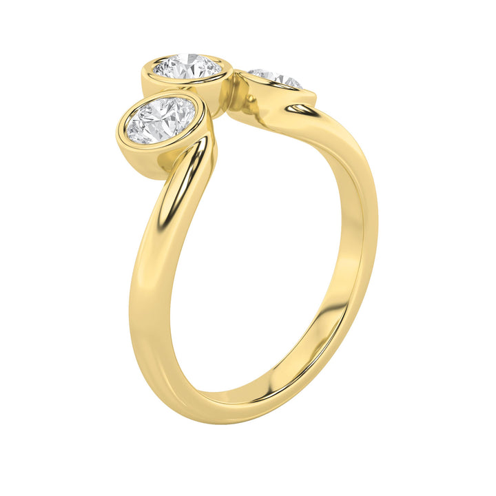 1CTW Round Shaped Lab Grown Diamond (F/VS) Three Stone Ring in 14K Gold