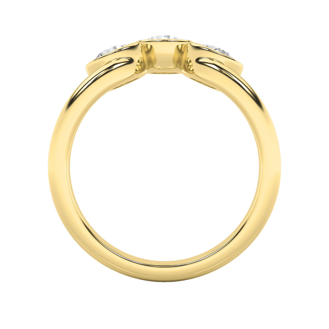 1CTW Round Shaped Lab Grown Diamond (F/VS) Three Stone Ring in 14K Gold