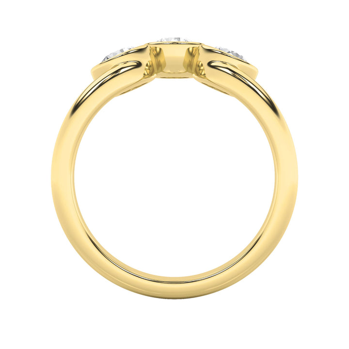 1CTW Round Shaped Lab Grown Diamond (F/VS) Three Stone Ring in 14K Gold