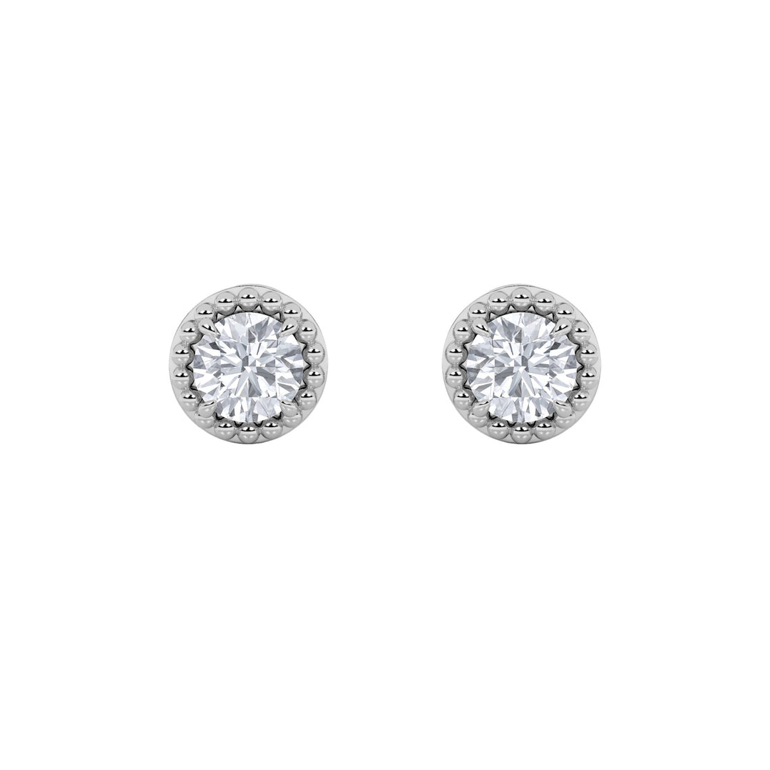 2CTW Round Shaped Lab Grown Diamond (F/VS) Stud Earrings in 14K Gold
