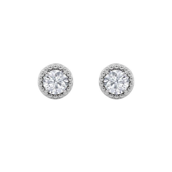 2CTW Round Shaped Lab Grown Diamond (F/VS) Stud Earrings in 14K Gold