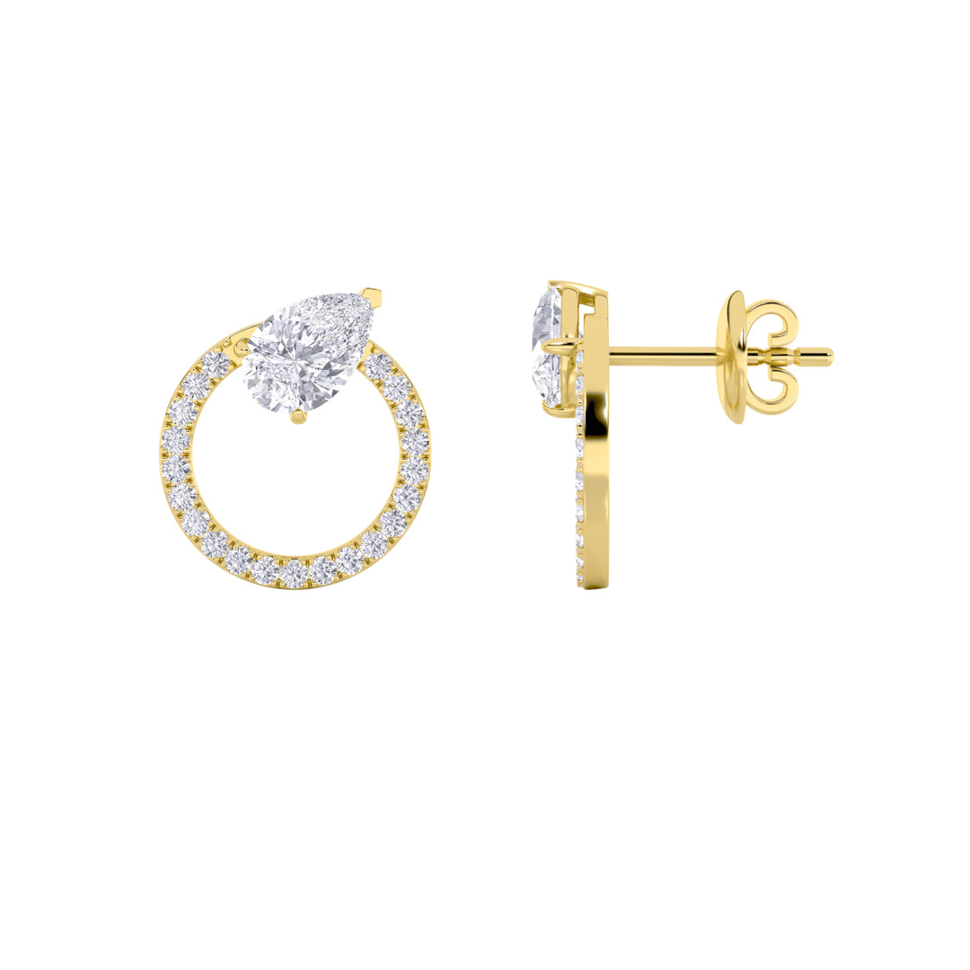 1.5CTW Pear Shaped Lab Grown Diamond (F/VS) Dangle Fashion Earrings in 14K Gold