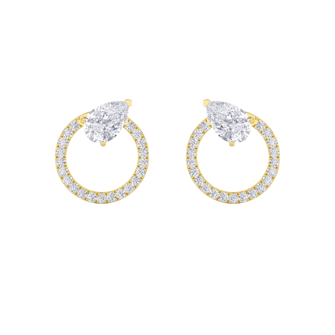 1.5CTW Pear Shaped Lab Grown Diamond (F/VS) Dangle Fashion Earrings in 14K Gold