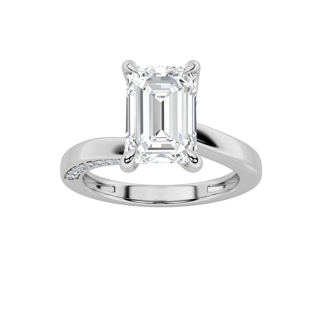 14K White Gold 2.5ct Lab Diamond Emerald Solitaire Ring Sz 7