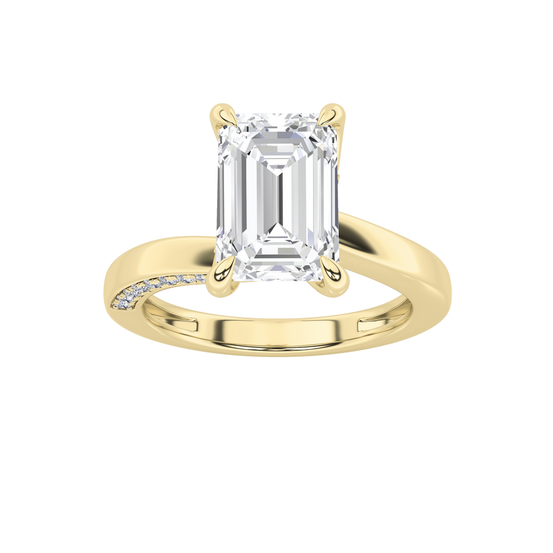 14KY 2ct Lab Diamond Emerald Solitaire Ring