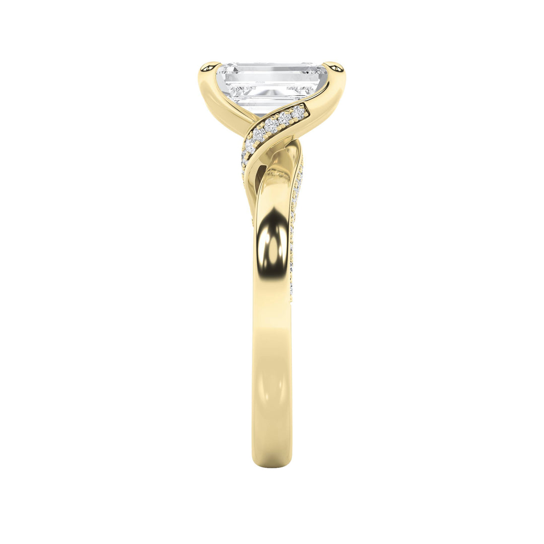 2.5Cttw Emerald Shaped Lab Grown Diamond (G/VS) Accented Engagement Ring in 14K Gold