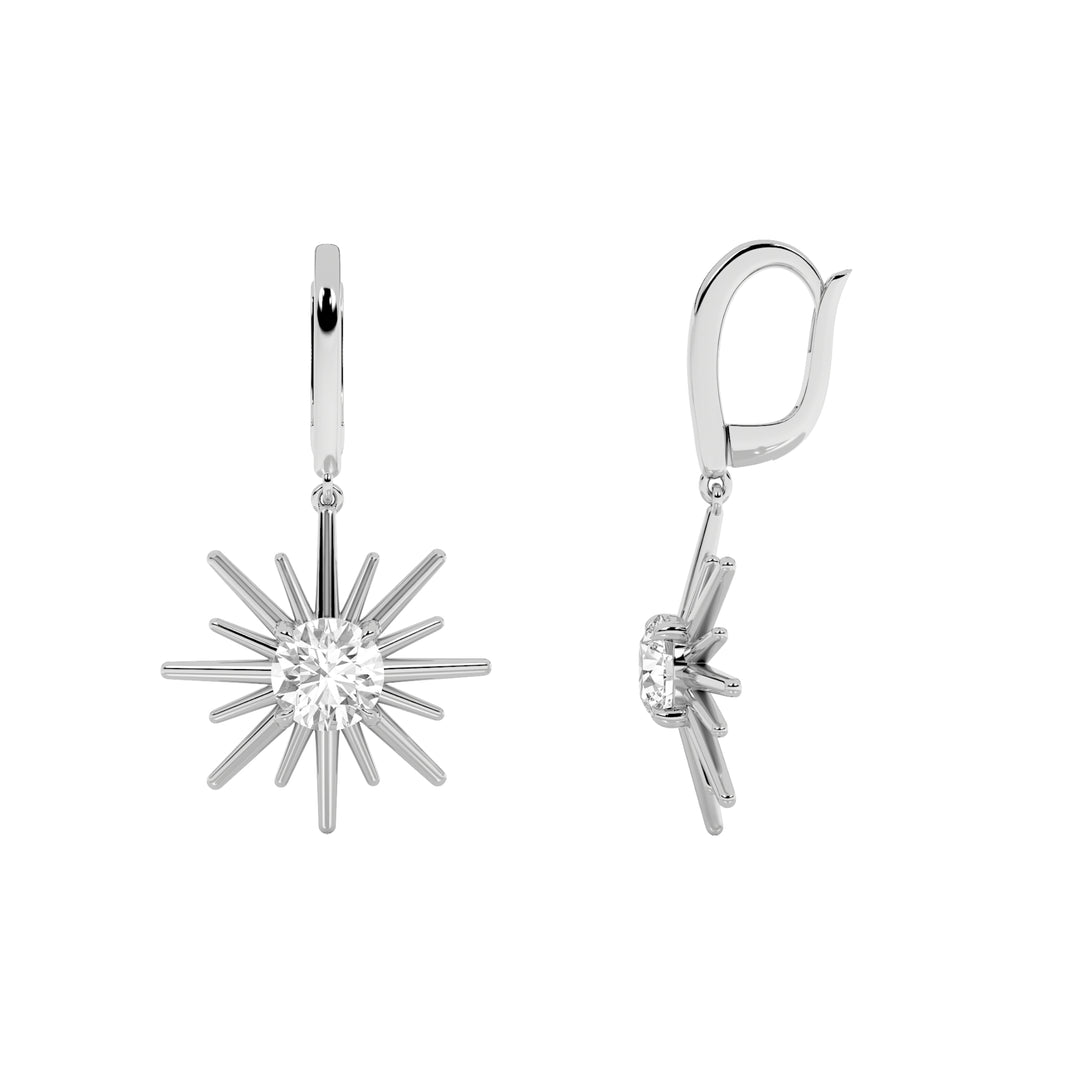 2Cttw Round Shaped Lab Grown Diamond (F/VS) Astralis Earrings in 14K Gold