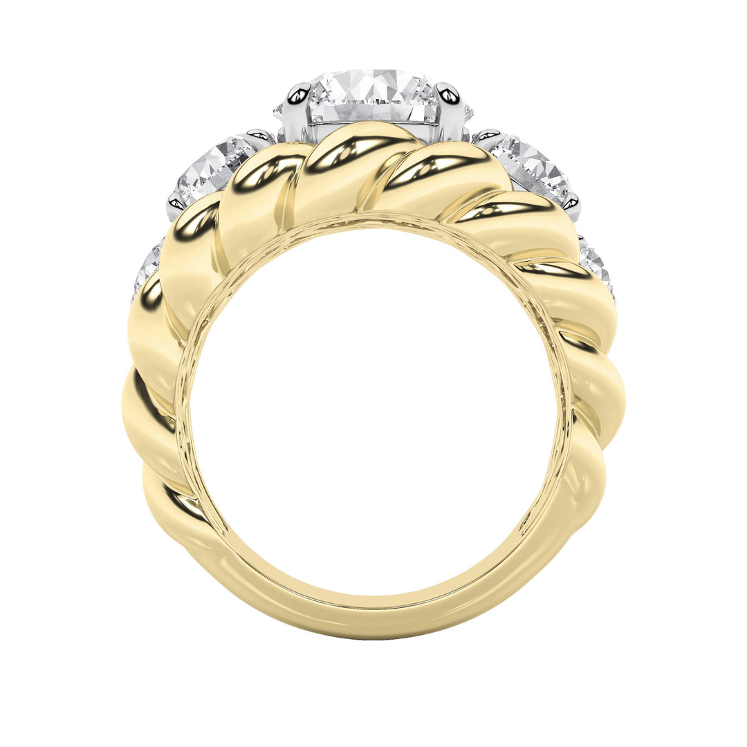 5.5Cttw Round Shaped Lab Grown Diamond (F/VS) Five Stone Ring in 14K Gold