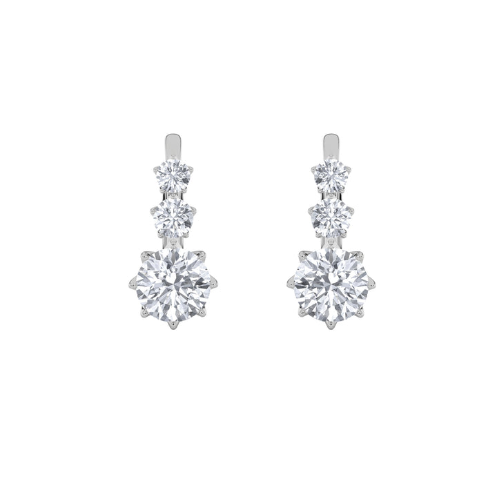 2.5CTW Round Shaped Lab Grown Diamond (F/VS) Antique Design Earrings in 14K Gold
