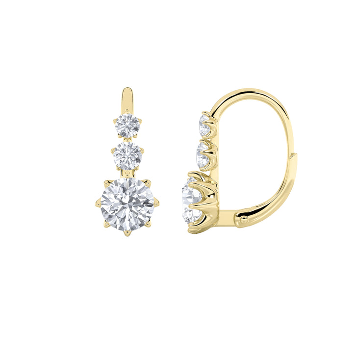 2.5CTW Round Shaped Lab Grown Diamond (F/VS) Antique Design Earrings in 14K Gold
