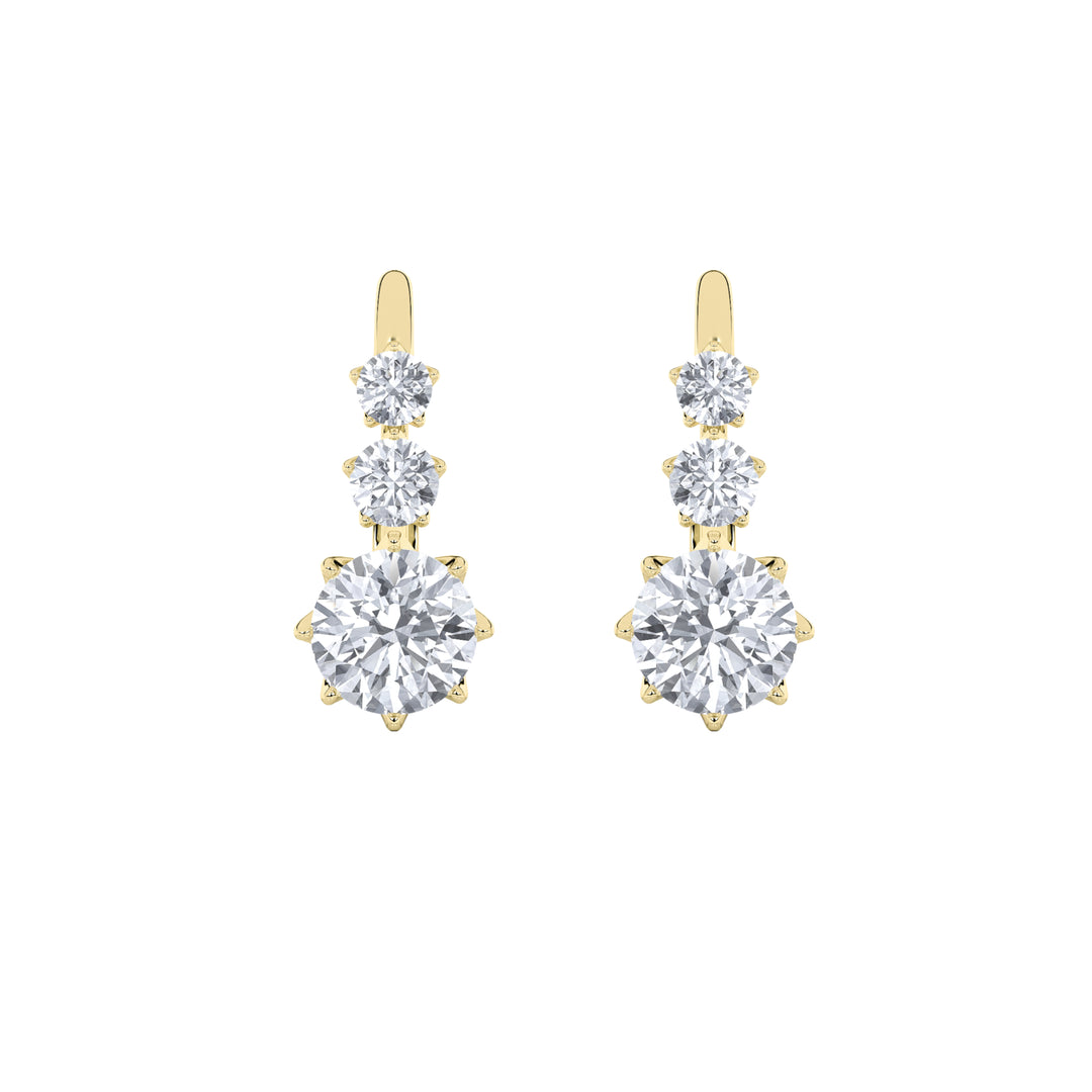 2.5CTW Round Shaped Lab Grown Diamond (F/VS) Antique Design Earrings in 14K Gold