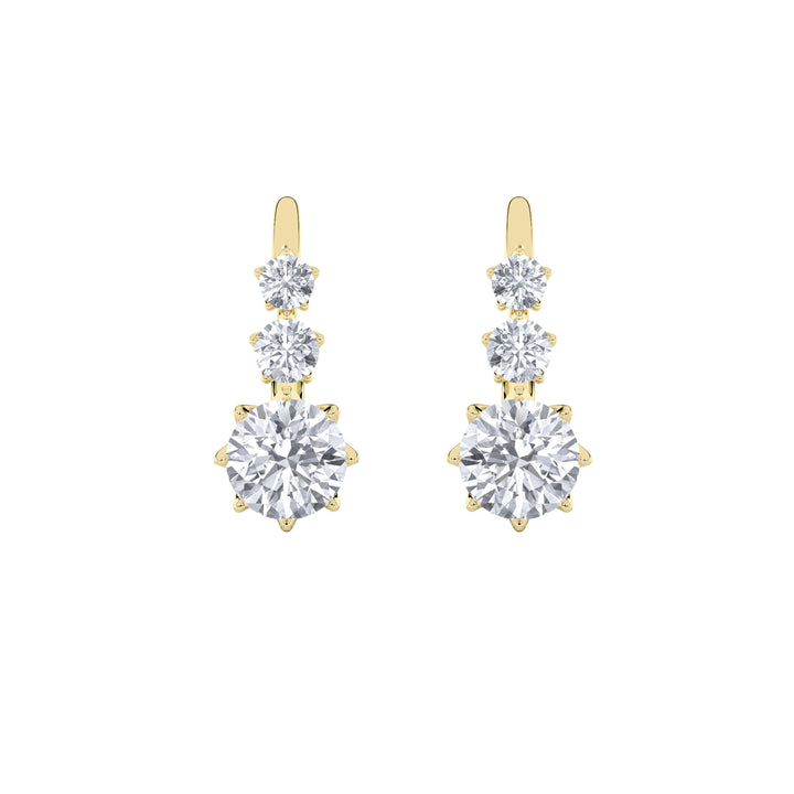 2.5CTW Round Shaped Lab Grown Diamond (F/VS) Antique Design Earrings in 14K Gold